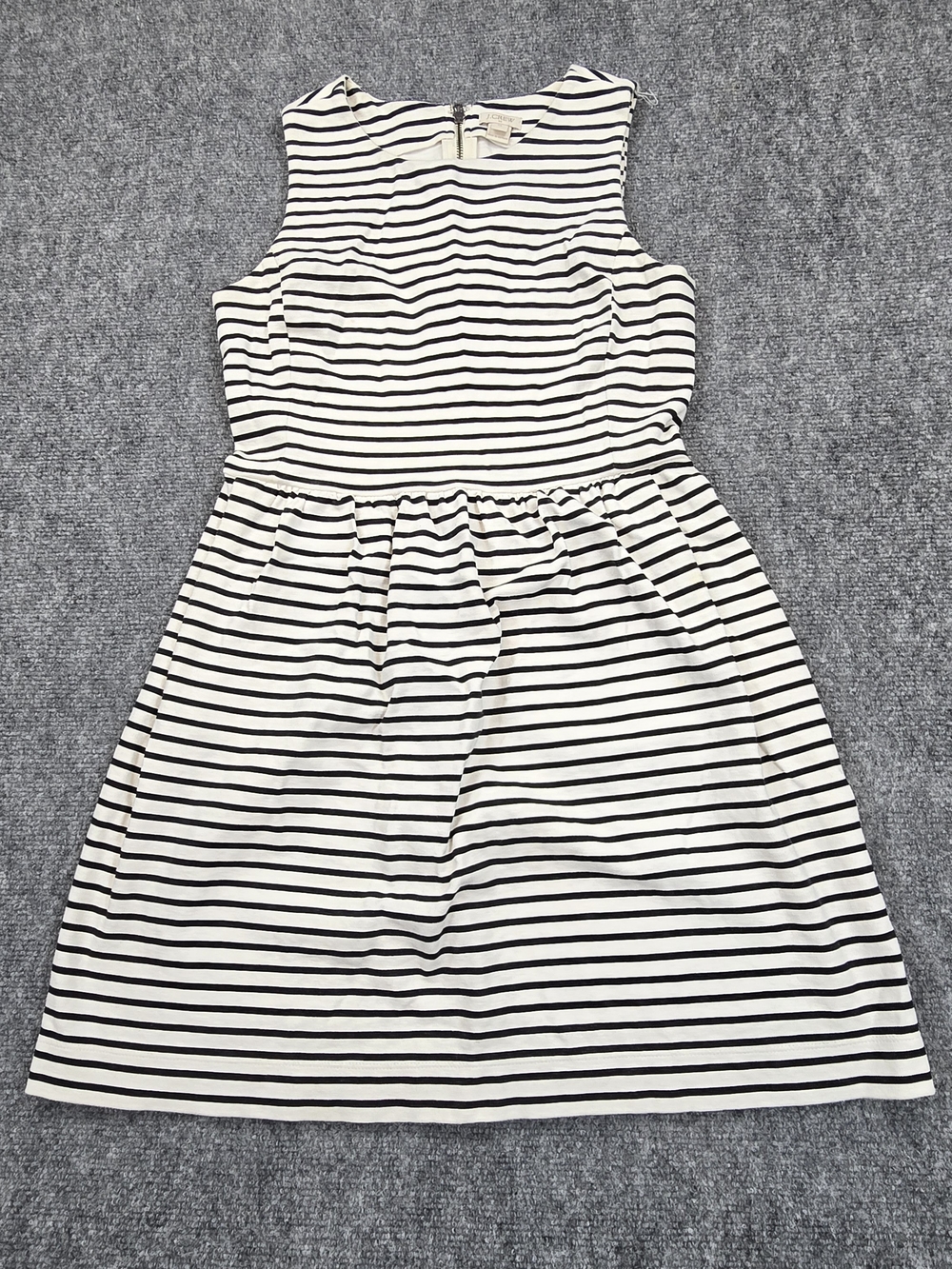 J. Crew Black White Striped Sleeveless Dress Womens XS Fit Flare A-Line